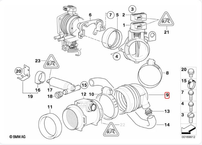 Manguera de admisión URO Parts 528i, 728i 1996 - 1998