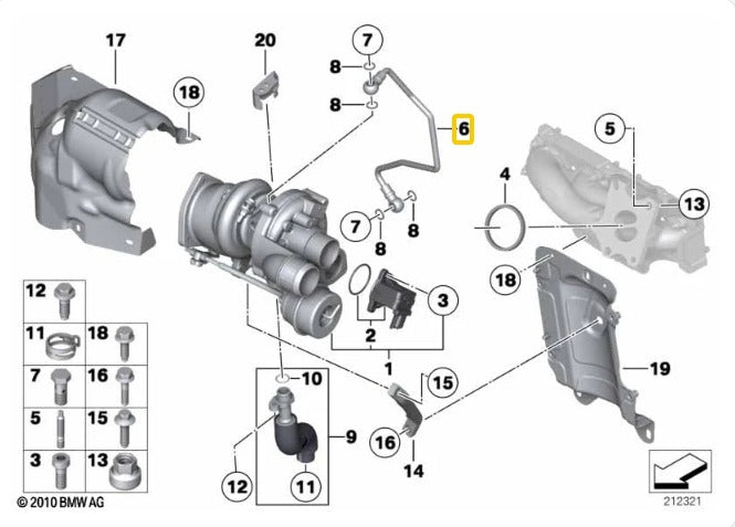 Línea de alimentación de aceite Turbocompresor REIN Mini Cooper 2007 - 2015